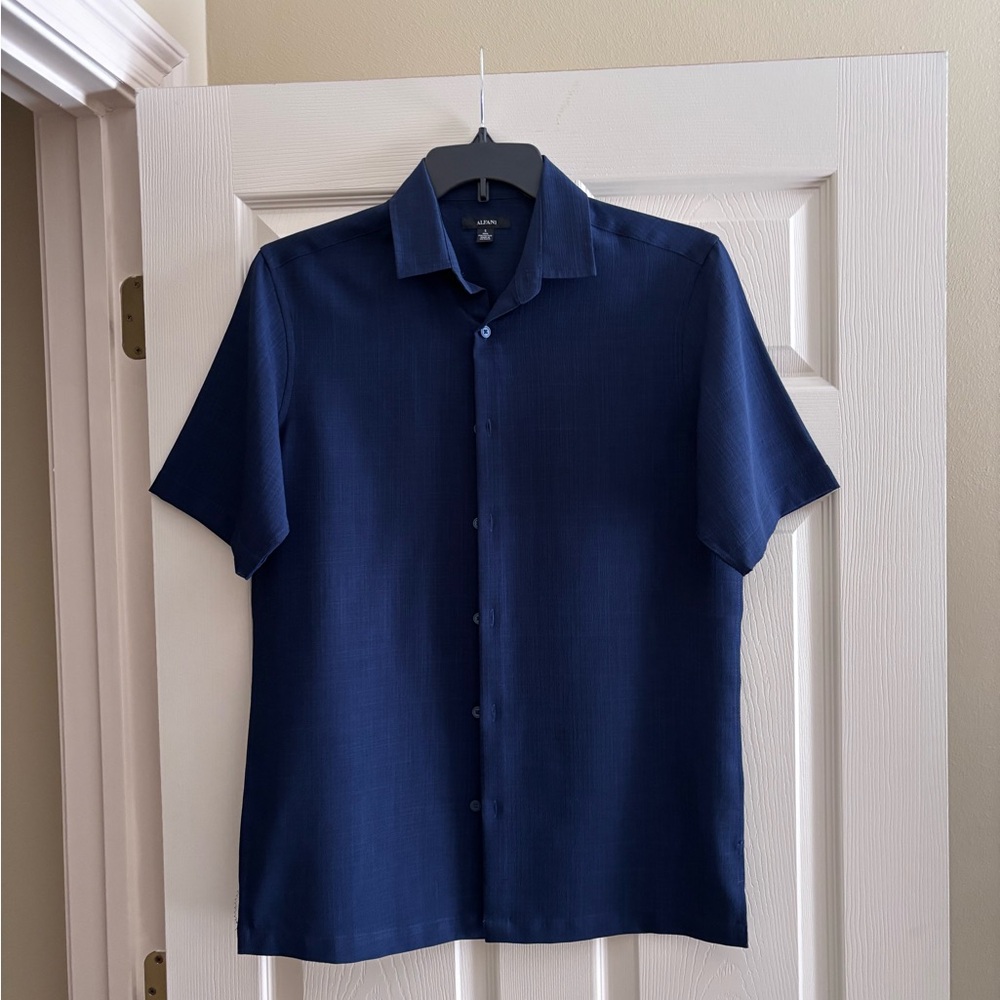Alfani Men's  Navy Blue Casual Button Down Shirt
